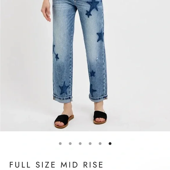 Risen Celeste High Rise Star Shadow Boyfriend Jeans NWT - Picture 4 of 7